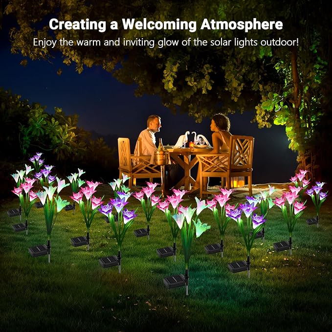 WdtPro Solar Lights Outdoor Garden Decorative 6 Pack, Waterproof Solar Garden - Image 7