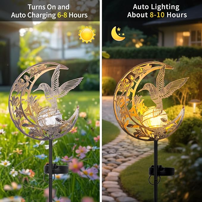 JOBOSI Solar Moon Hummingbird Decorative Light Gift Portable Decorative Ground - Image 4