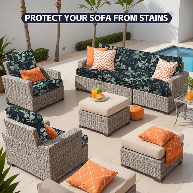 12Pcs Patio Cushion Covers, Outdoor Cushions Covers, Stretch Cushion Covers - Image 4