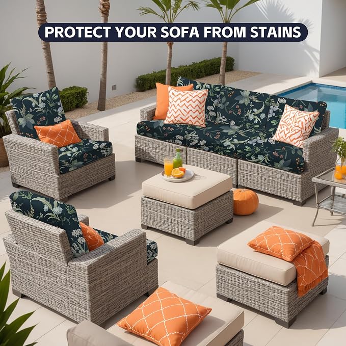 8Pcs Patio Cushion Covers, Outdoor Cushions Covers, Stretch Cushion Covers - Image 4