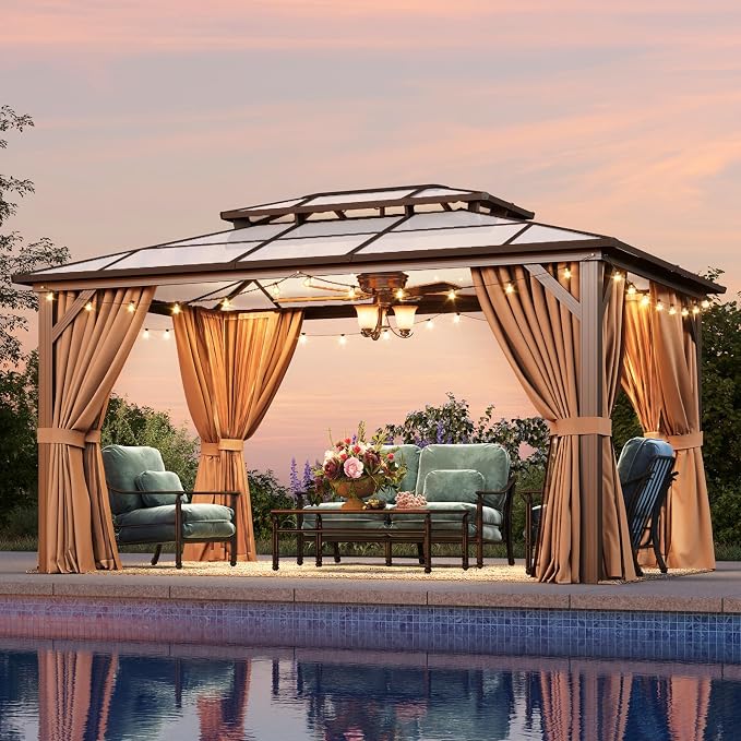 Aoxun 10'x14' Hardtop Gazebo, Outdoor Metal Gazebo by Aoxun