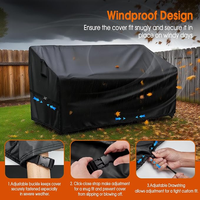 Outdoor Sofa Cover, 72 Inch Waterproof 3-Seater Paito Couch Sectional Sofa Cover - Image 5