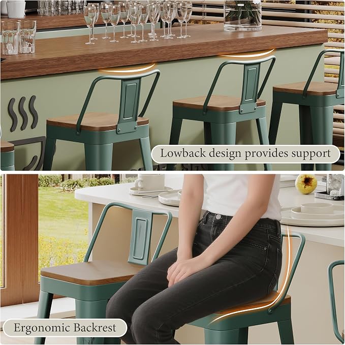 Andeworld Bar Stools Set of 4 Counter Height Stools Industrial Metal Barstools - Image 6