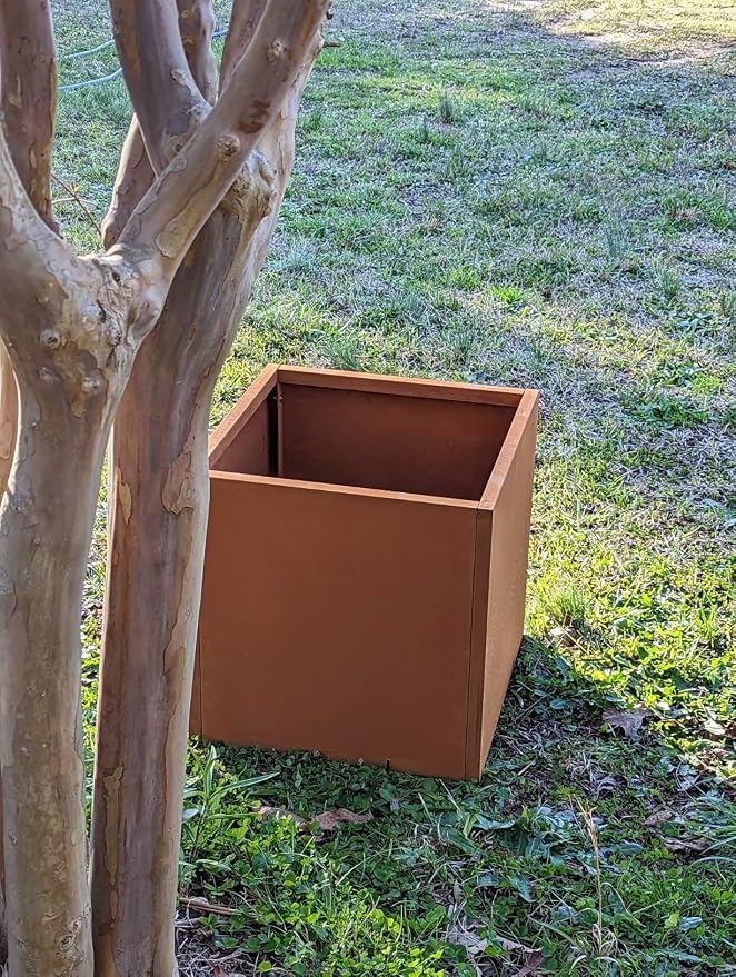 Corten Steel Planter Box Metal Planters Square Outdoor Steel Planter Cube - Image 6