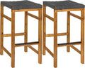 JONATHAN Y BSL1201B-SET2 Armand 30" Modern Coastal Backless Acacia Wood Outdoor by JONATHANY