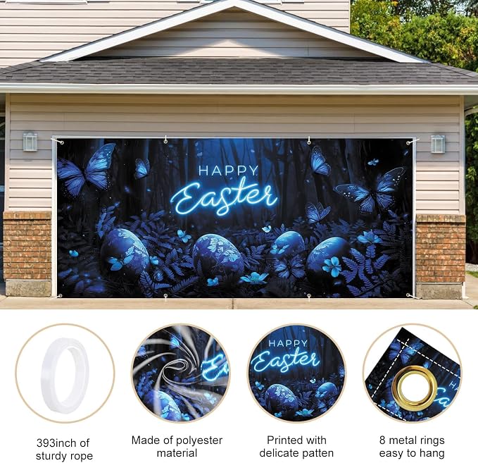 ANNA QUEEN Happy Easter Garage Door Banner 6x13FT, Large Outdoor Spring - Image 4