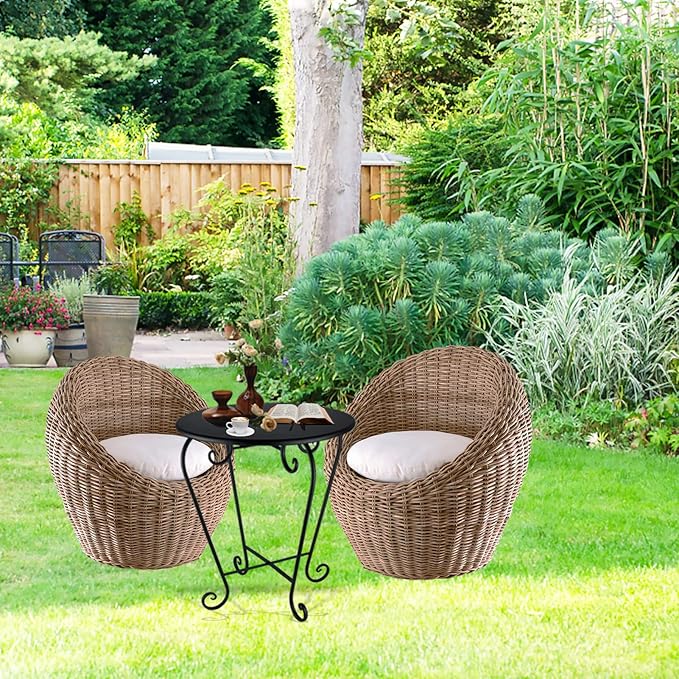 Small Patio Side Table, Round Metal Side Table, Weather Resistant Anti-Rust - Image 2