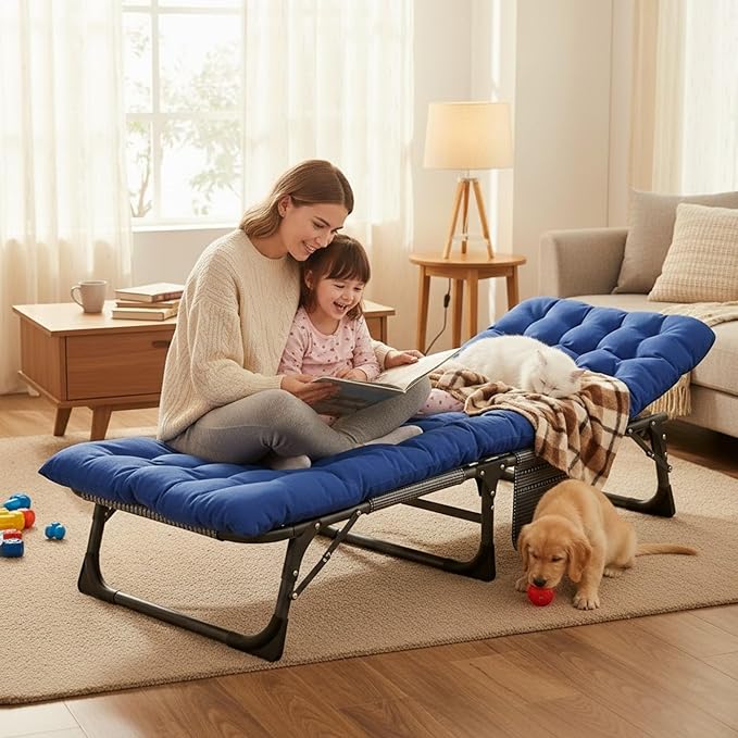 ABORON Camping Cot for Adult 28" Extra Wide, Heavy-Duty 1200D Oxford Cot for - Image 4
