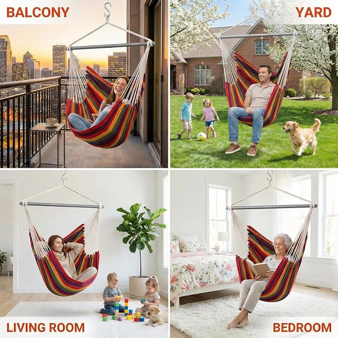 ADVOKAIR Hammock Chair Swing, Heavy-Duty Hanging Rope Swing Seat Supports 500 - Image 5