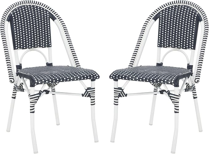 SAFAVIEH Outdoor Collection Torino Navy & White Parisian Bistro Chair Set of 2 by SAFAVIEH
