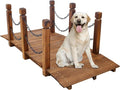 5FT Wooden Garden Bridge with Chain Handrails, Decorative Landscape Footbridge by Unknown