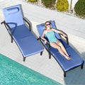 Chaise Lounge Chairs Outdoor Set of 2, Comfy Outside Wicker Patio Pool Lounge by ZZWHOM