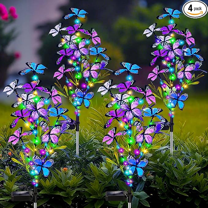Solar Garden Lights Outdoor, Waterproof 4 Pack Solar Butterfly Lights by MRHEPHAESTUS