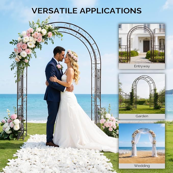 Outvita Garden Arch Arbor, Heavy Duty Metal Arbour Archway, Decorative Frame - Image 5