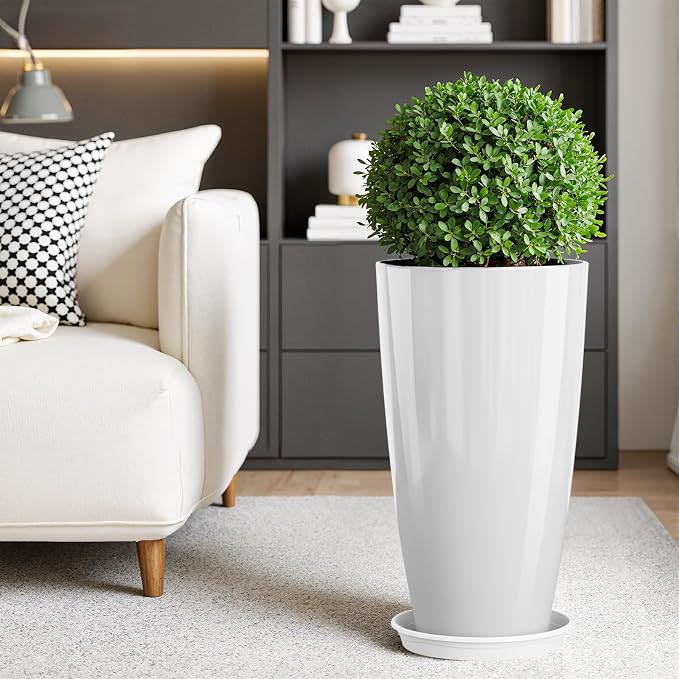 QCQHDU 21 inch Tall Planters for Outdoor & Indoor Plants - Image 6