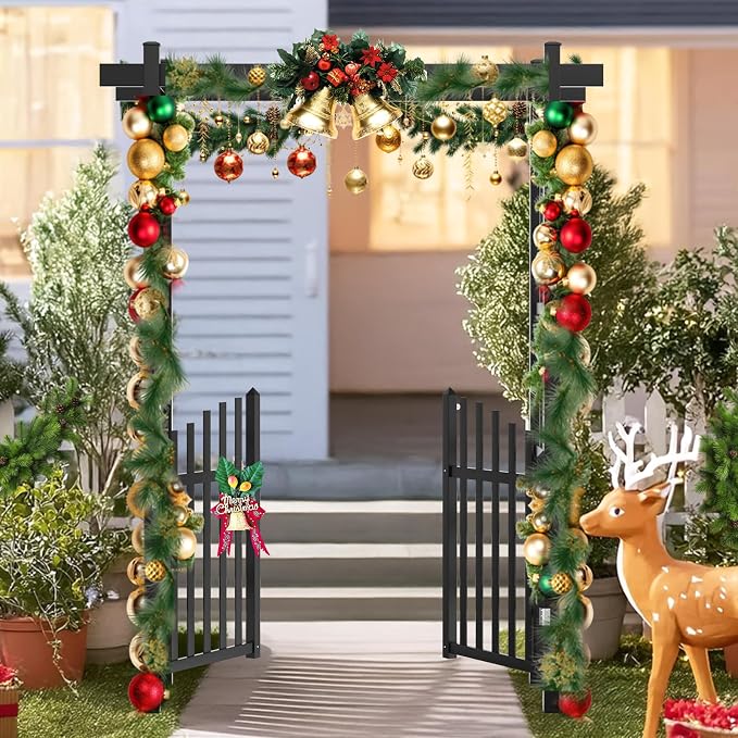 VINGLI Garden Arbor with Gate, PVC Wedding Arch - Image 7