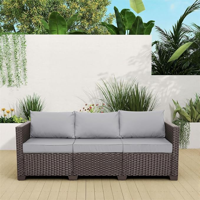 Rattaner Patio Furniture 3 Seat Sofa Outdoor Furniture Outdoor Couch Deep Seat - Image 4