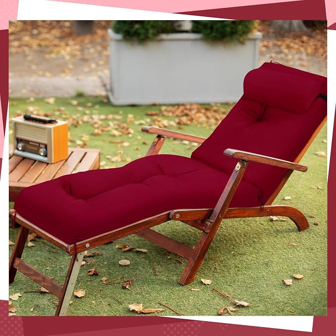 Wenqik Set of 2 Outdoor Chaise Lounge Cushions 76 x 22 x 6 Inch Waterproof - Image 6