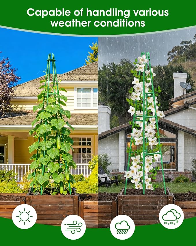 4 Pack Garden Trellis for Climbing Plants Outdoor, 6FT Plant Trellis Support - Image 6
