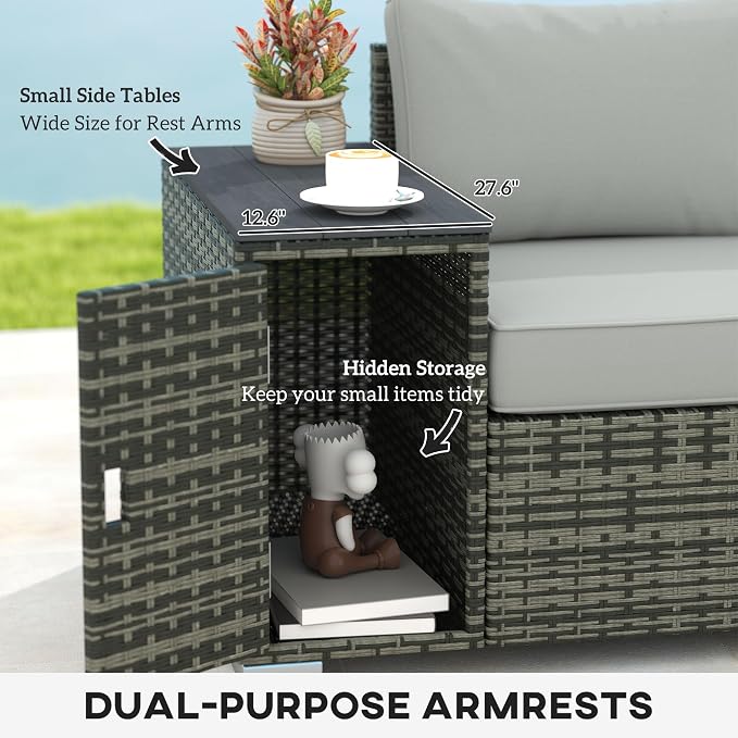 Outsunny 3 Seater Wicker Sofa - Image 5