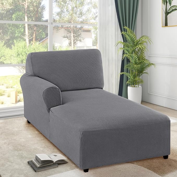 FantasDecor Left Chaise Lounge Cover Stretch Chair Lattice Slipcover - Image 2
