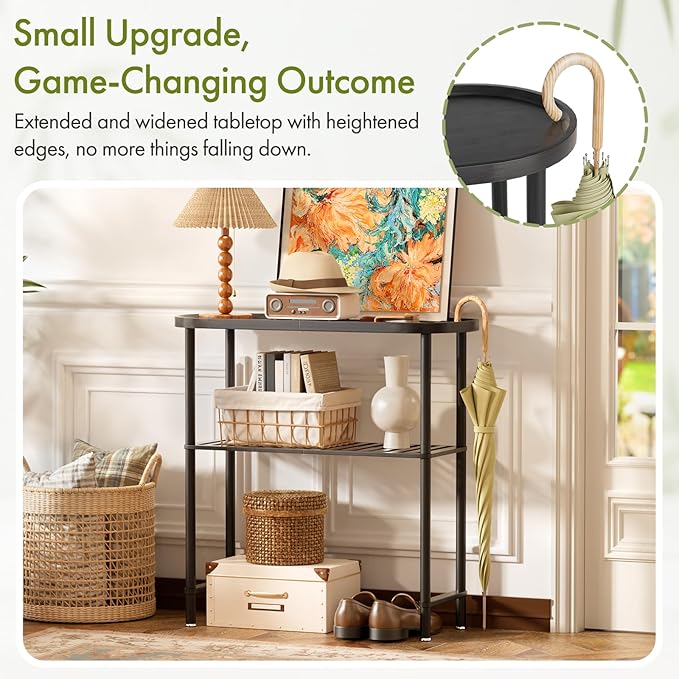 Narrow Hallway Table for Entryway, Small Console Table Black 30.7", Bamboo - Image 6