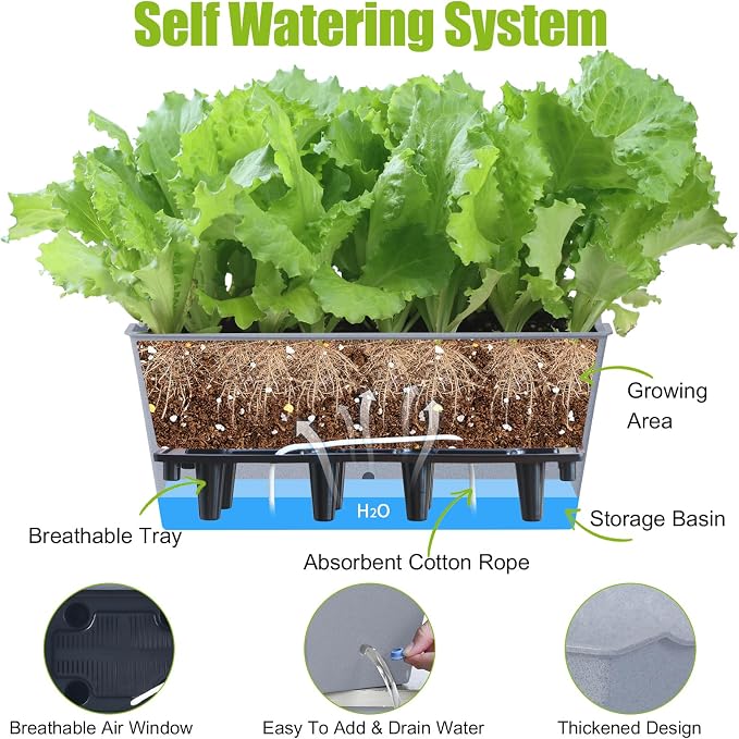 Window Box Planter 6 Pcs, 16.5 Inches Self Watering Rectangle Flower Plant Pots - Image 3