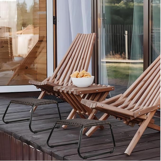 Patio Ottomans Outdoor Footstool, Wicker Rattan Garden Furniture All Weather - Image 2