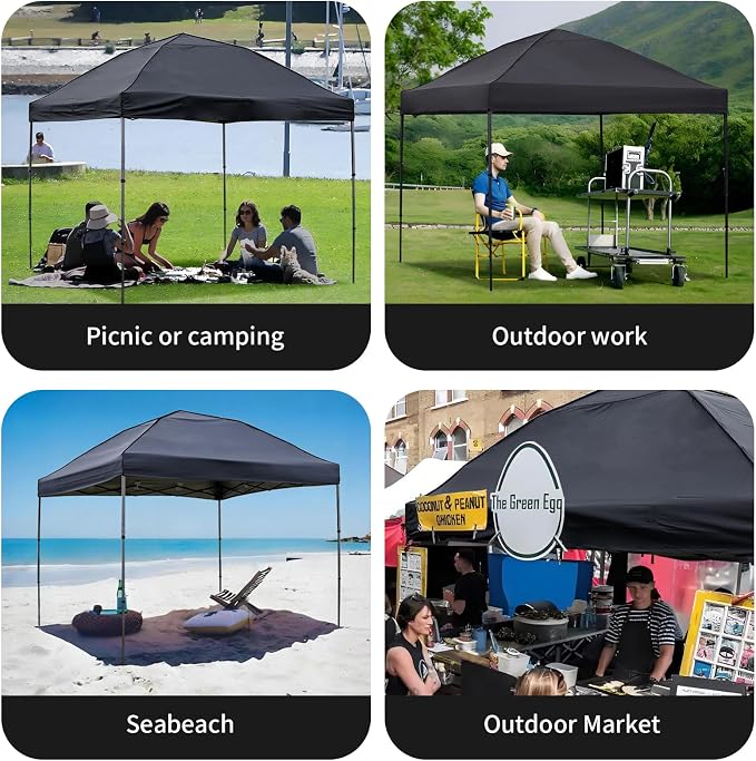 10x10 Pop Up Canopy Tent with 2 Sidewalls, Easy Up Canopy Outdoor Party Sun - Image 8
