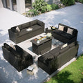 Aoxun Patio Furniture Set with Fire Pit Table, 12 Piece Outdoor Sectional Sofas by Aoxun