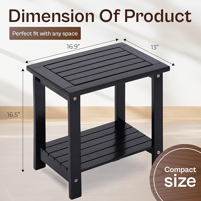 2-Tier Adirondack Side Table – Weather Resistant Wooden End Table, Rectangular - Image 2