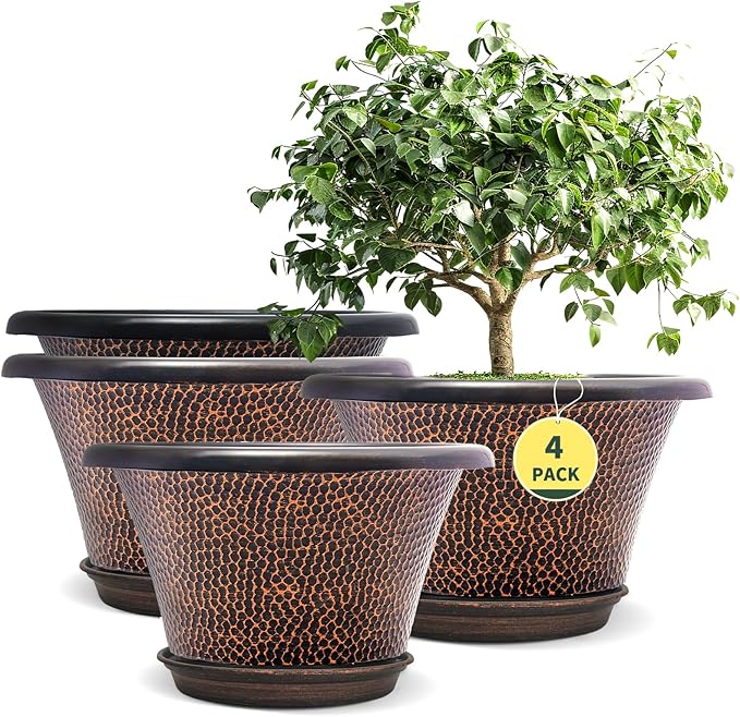 Quarut 12 Inch Pots for Plants, 4 Pack Large Flower Pots by Quarut