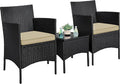 Yaheetech 3 Pieces Patio Conversation Set, Outdoor Rattan Bistro Furniture by Yaheetech