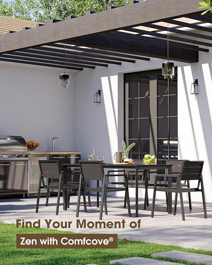 Outdoor Patio Dining Sets, Aluminum 5 Piece HDPS Outdoor Dining Table and - Image 7
