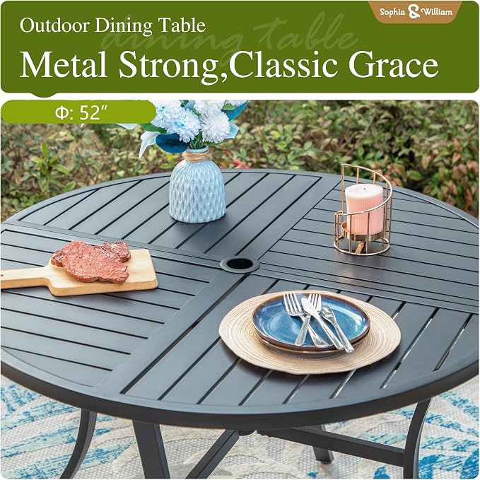 Sophia & William Outdoor Patio Dining Set 7 Pieces, 6 Aluminum Patio Dining - Image 7