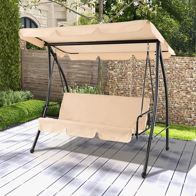 Tangkula 2 Person Porch Swing, 2-in-1 Convertible Outdoor Swing Bed - Image 9