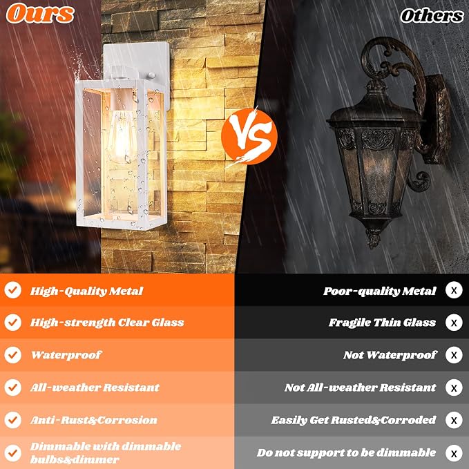 Brightever 2-Pack Outdoor Wall Light Fixtures, Waterproof Anti-Rust Outside - Image 4