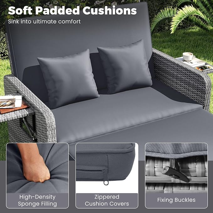 HAPPYGRILL Patio Rattan Wicker Daybed - Image 6