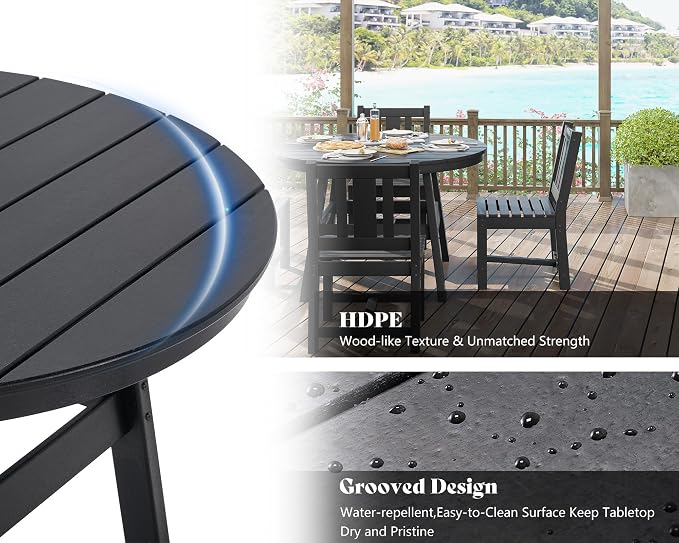 AMERLIFE 5 Piece HDPE Outdoor Dining Table & Chairs Set, All-Weather Patio - Image 5