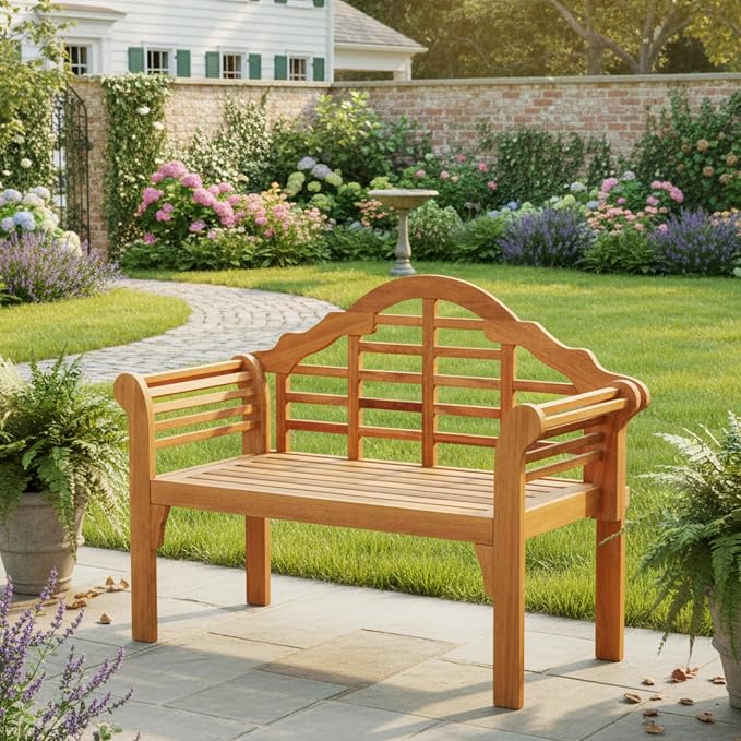 Tangkula Folding Outdoor Eucalyptus Wood Bench, 49” Large Foldable Solid Wood - Image 2