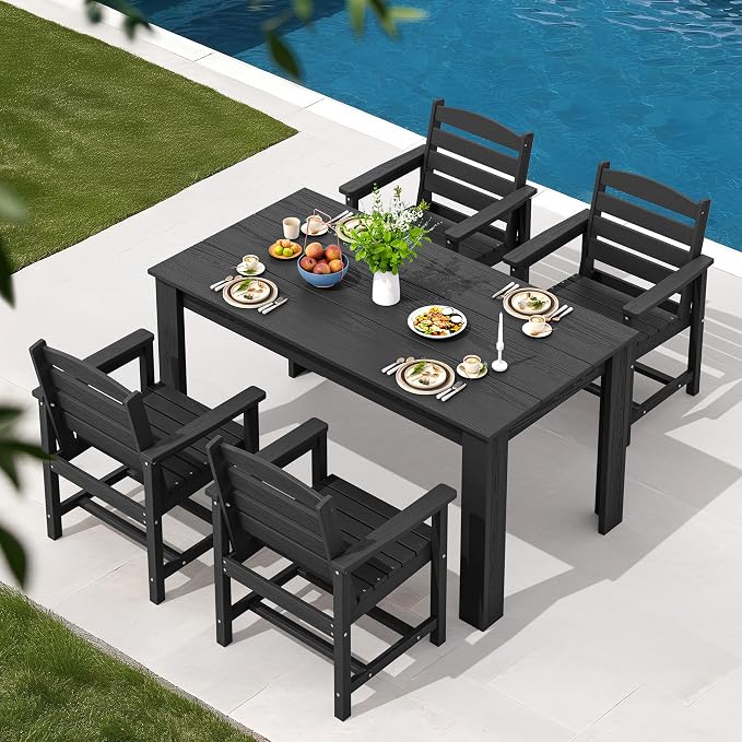 SERWALL HDPE Dining Set for 4, Outdoor Dining Sets for 4 Person by SERWALL