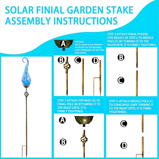 Garden Solar Lights Outdoor, Decorative LED Pearlized Glass Spiral Garden Stake - Image 7