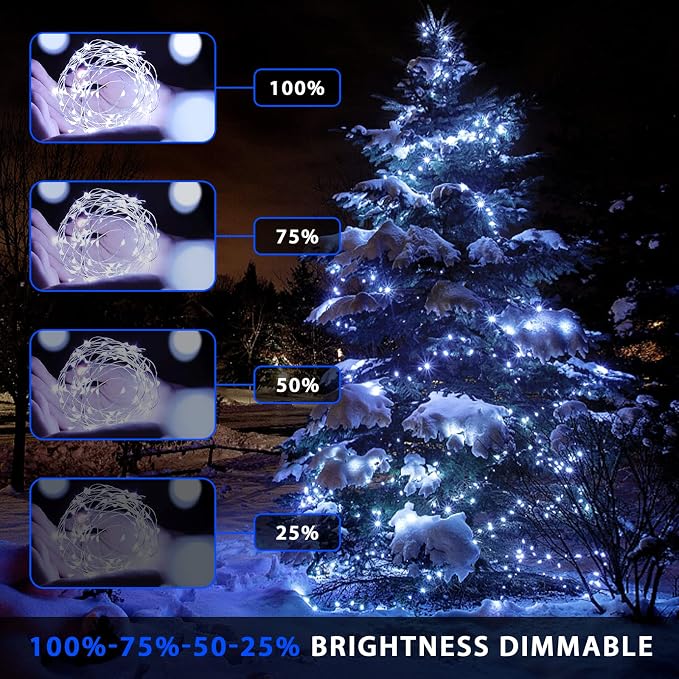 JMEXSUSS 2 Pack Solar Christmas Lights Outdoor Waterproof, 100 LED 33ft White - Image 5