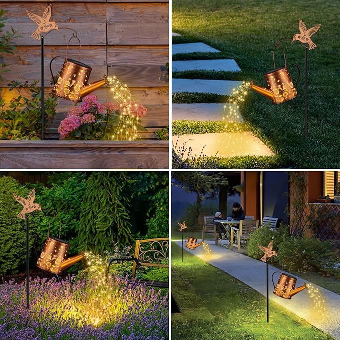 Outdoor Hanging Solar Lantern Waterproof Set Outside Metal Sunflower & - Image 6