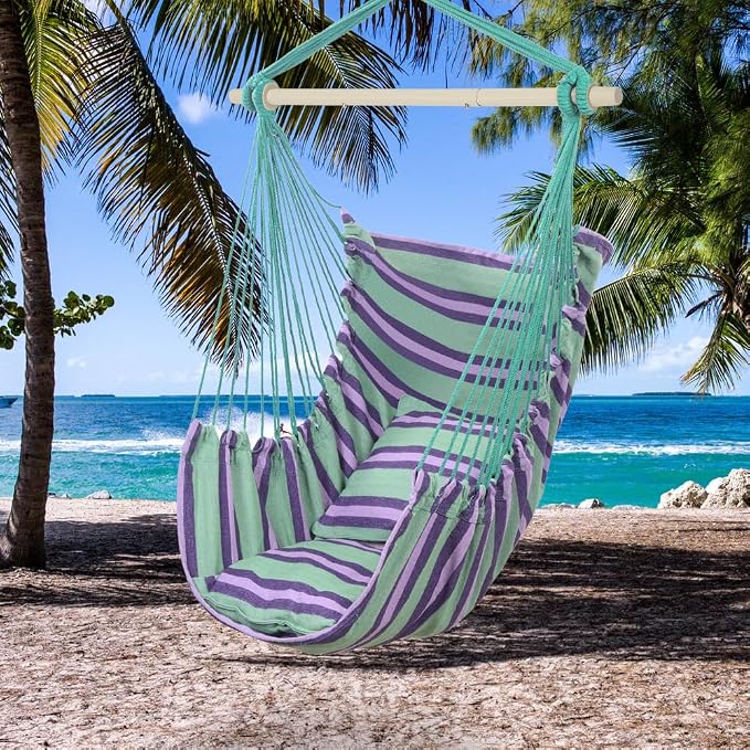 ONCLOUD Hammock Chair Hanging Rope Swing, Load Capacity 550 LBS Macrame Hammock - Image 8