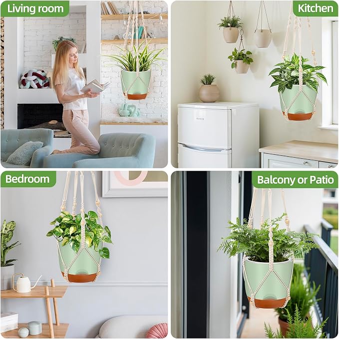 2-Pack 7.2-Inch Self-Watering Hanging Planters - Image 7