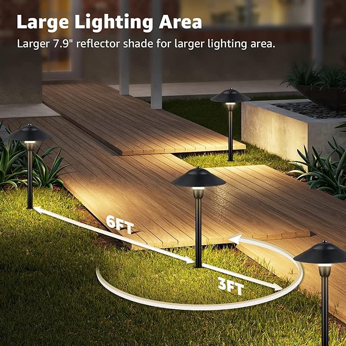 SUNVIE LED Pathway Lights Low Voltage 12-24V 3W Landscape Lighting, 3000K Low - Image 4