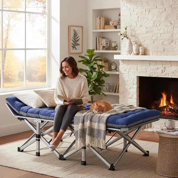 ABORON Camping Cot for Adult 28" Extra Wide, Heavy-Duty 1200D Oxford Cot for - Image 3
