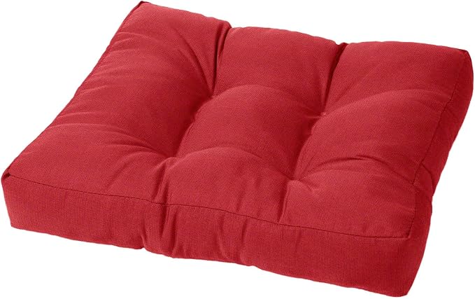 Cushion Source Tufted Ottoman Cushions, Sunbrella Makers Spectrum Cherry by CushionSource