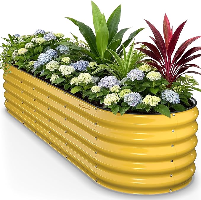 8x2x1.5 ft Galvanized Steel Raised Garden Bed, Raised Garden Bed Kit, by Winpull